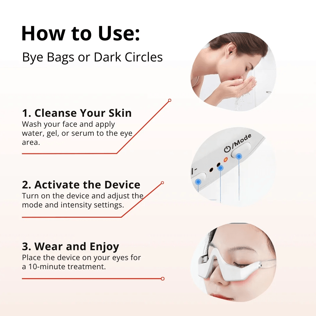 Electric Eye Massager Glasses Relieves Eye Fatigue EMS Red Light Therapy Eye Beauty Instrument For Relax Eye Dark Circle