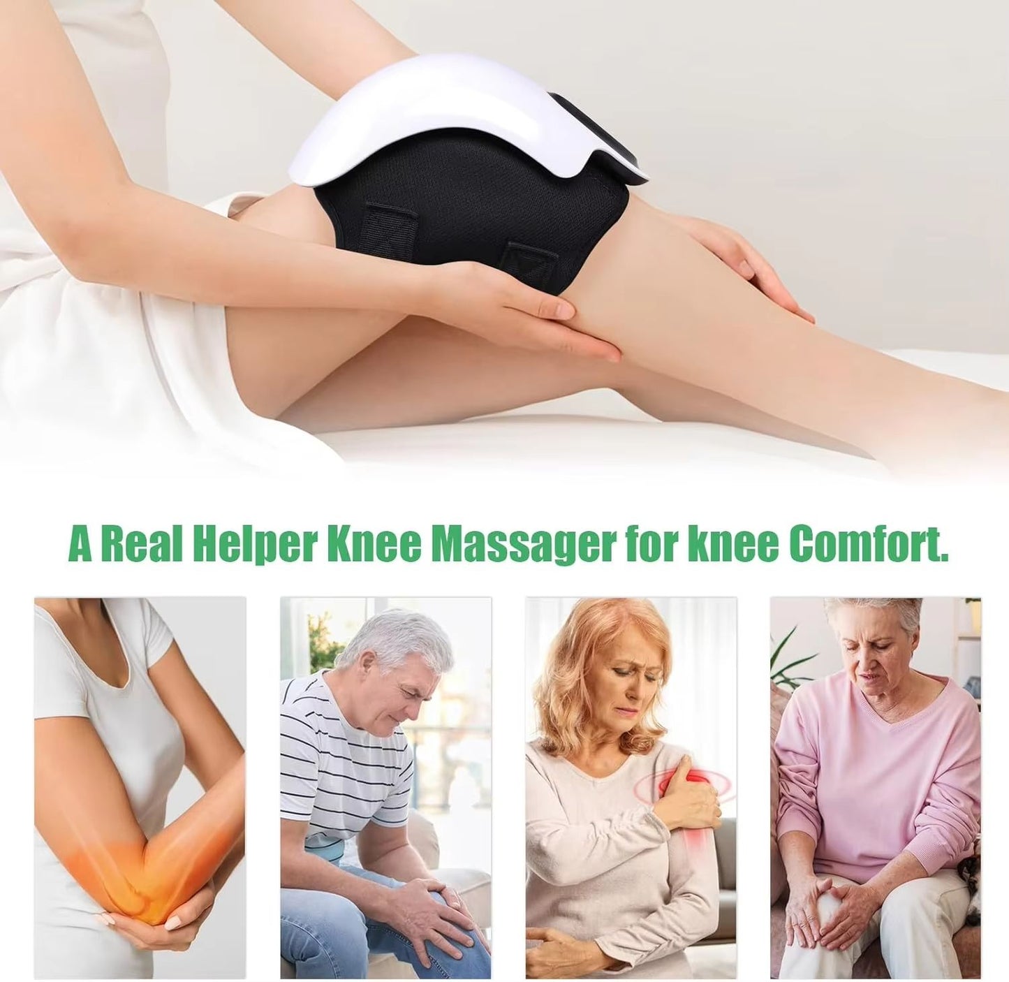Smart Cordless Knee Massager with Heat and Vibration – Joint Pain Relief for Seniors and Adults