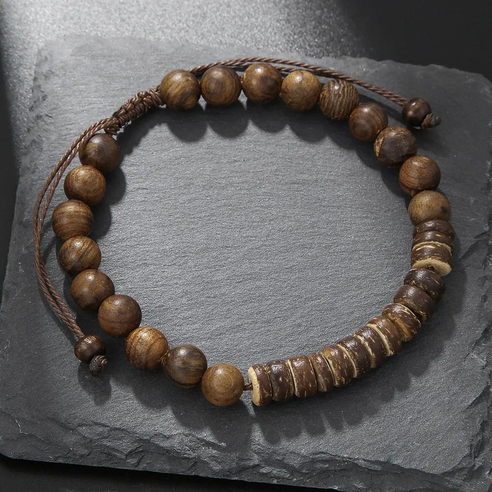 Vintage Beaded Bracelet for Men with Skull and Natural Stone Accents