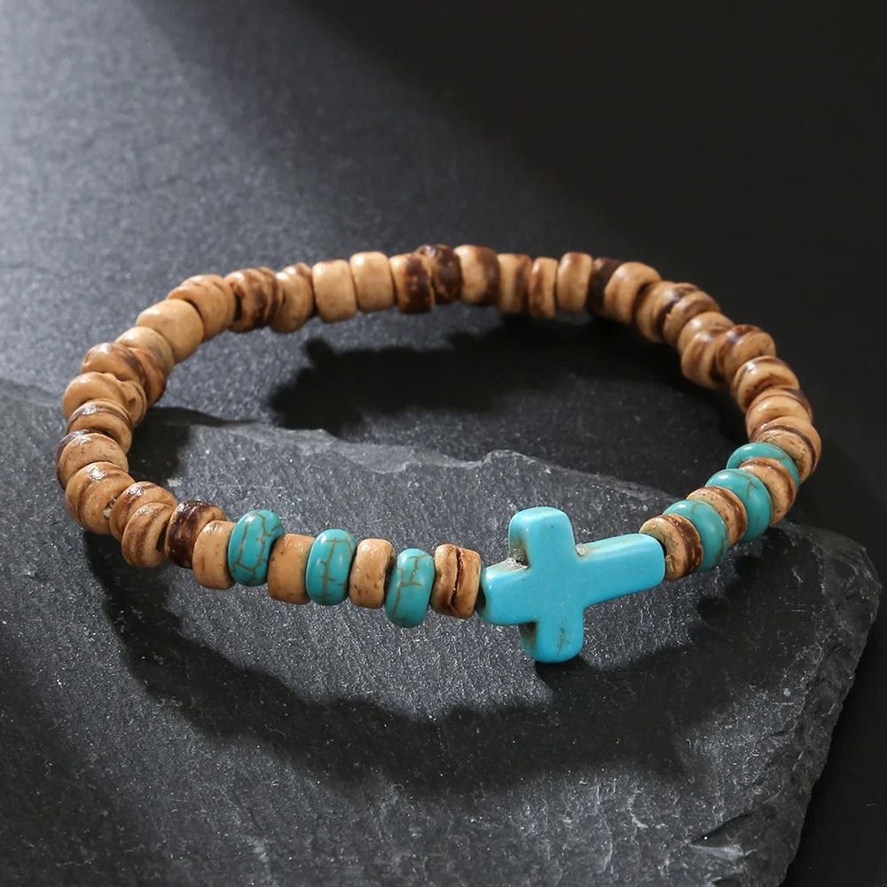 Vintage Beaded Bracelet for Men with Skull and Natural Stone Accents