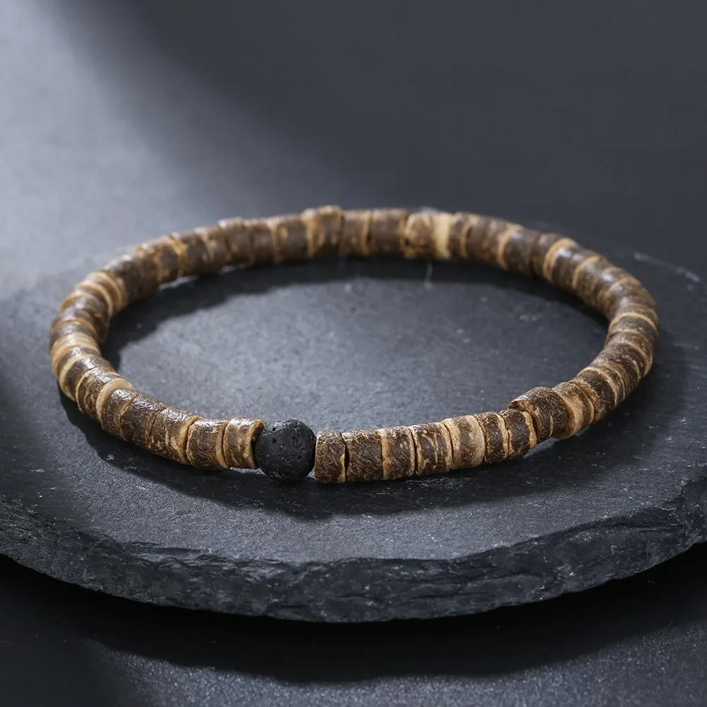 Vintage Beaded Bracelet for Men with Skull and Natural Stone Accents
