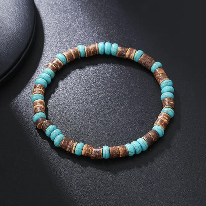 Vintage Beaded Bracelet for Men with Skull and Natural Stone Accents