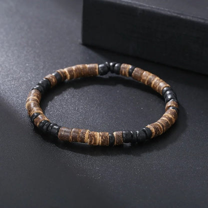 Vintage Beaded Bracelet for Men with Skull and Natural Stone Accents