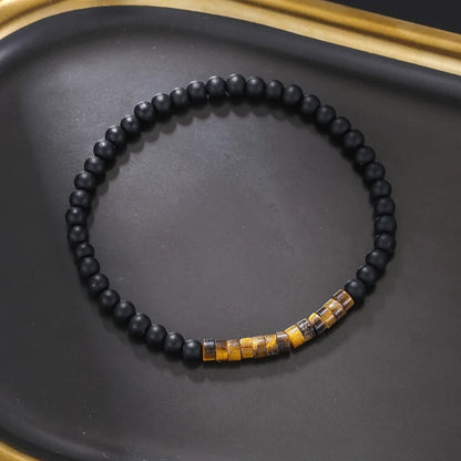 Vintage Beaded Bracelet for Men with Skull and Natural Stone Accents