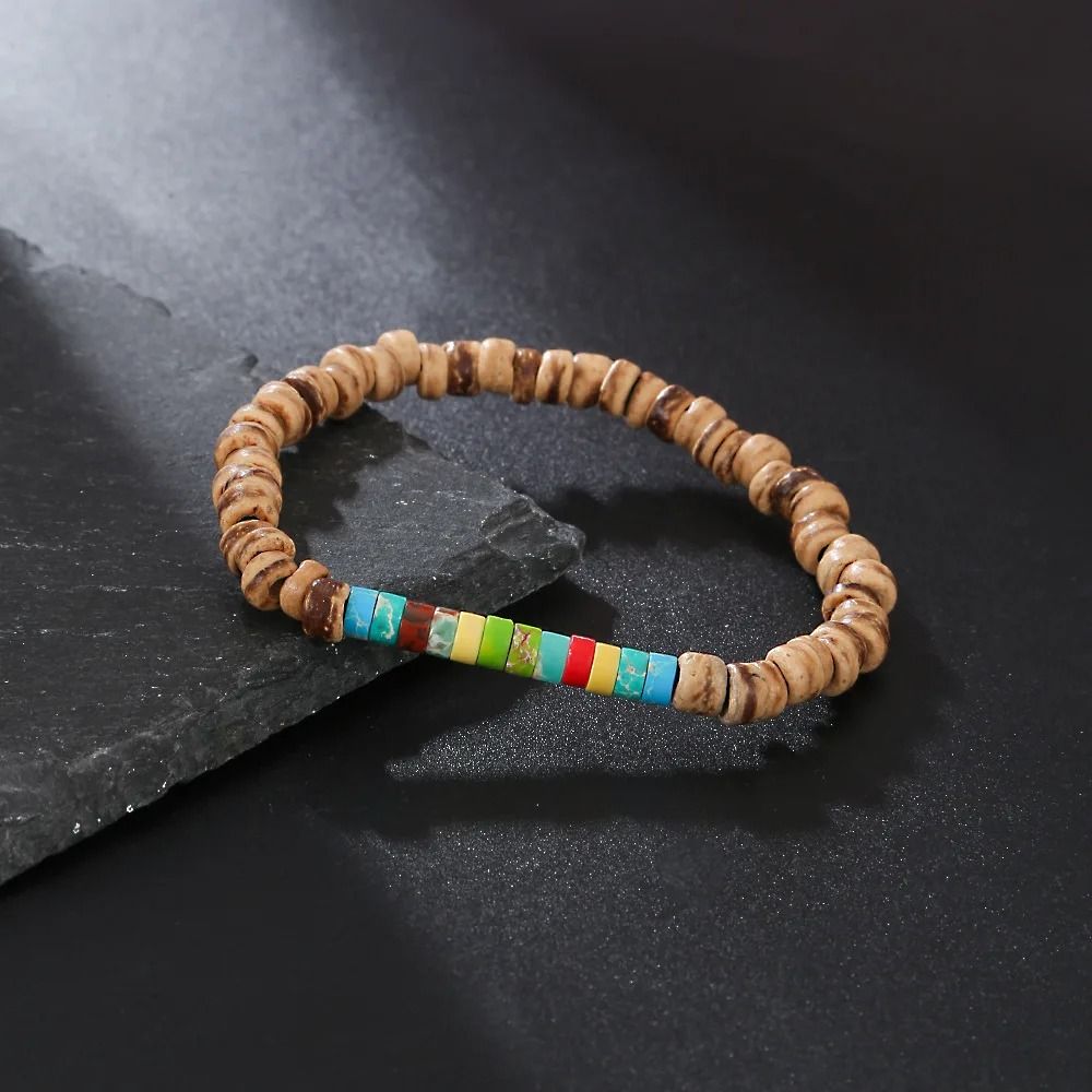 Vintage Beaded Bracelet for Men with Skull and Natural Stone Accents