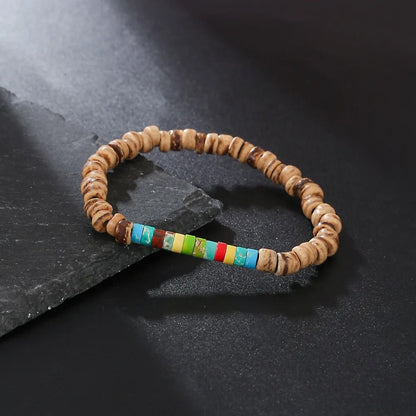 Vintage Beaded Bracelet for Men with Skull and Natural Stone Accents
