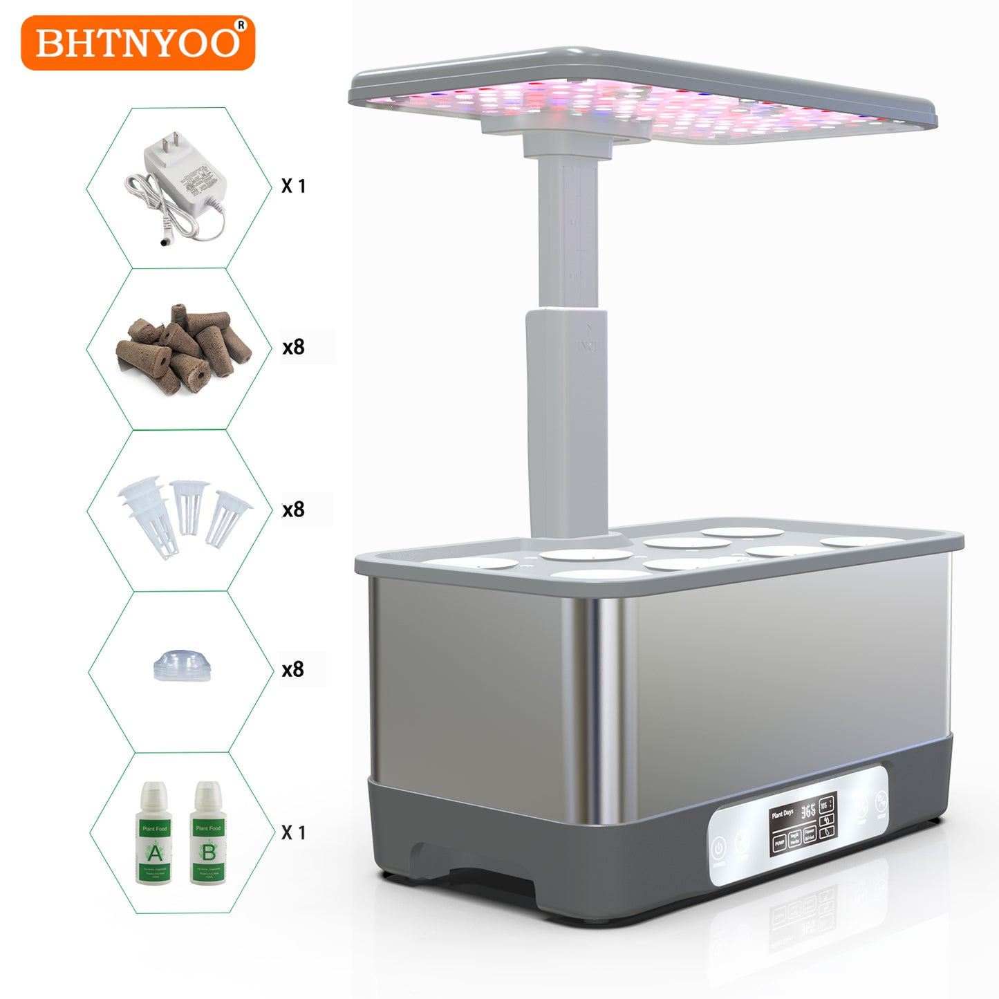 Hydroponics Growing System Kit 8-Pod WiFi Indoor Garden with LED Grow Light & Remote, Soilless Herb Planter Box
