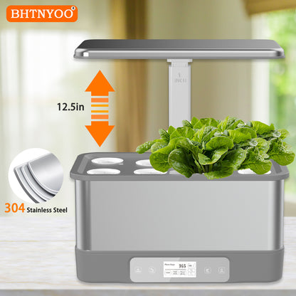 Hydroponics Growing System Kit 8-Pod WiFi Indoor Garden with LED Grow Light & Remote, Soilless Herb Planter Box