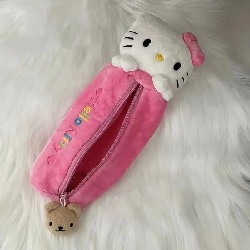Cute KT Cat Pencil Box, Kawaii Cartoon Pink Hello Kitty Pencil Bag, School Supplies for Girls, Kids Back to School Gift