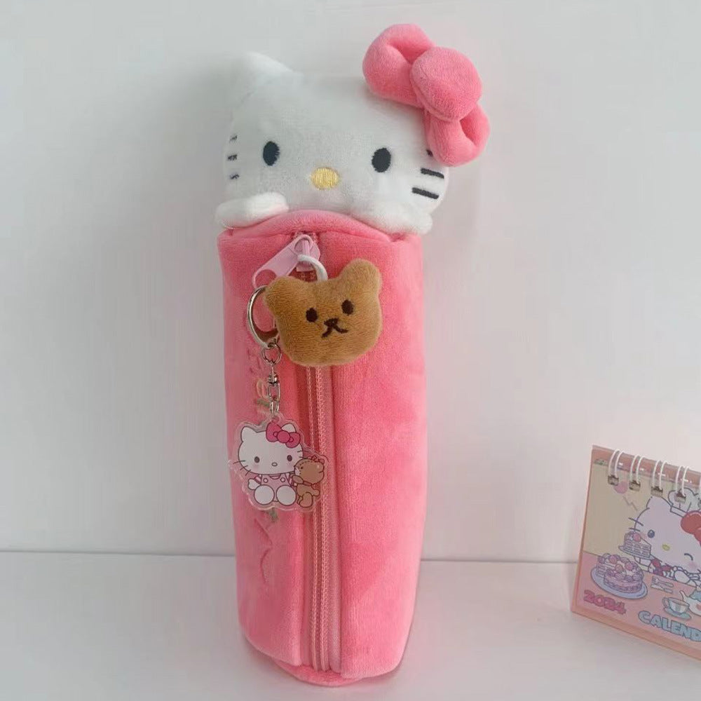 Cute KT Cat Pencil Box, Kawaii Cartoon Pink Hello Kitty Pencil Bag, School Supplies for Girls, Kids Back to School Gift