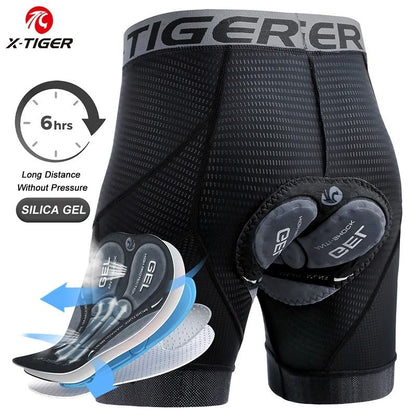X TIGER Mens Cycling Underwear Shorts 5D Padded Sports Riding Bike Bicycle MTB Liner Shorts with Anti Slip Leg Grips