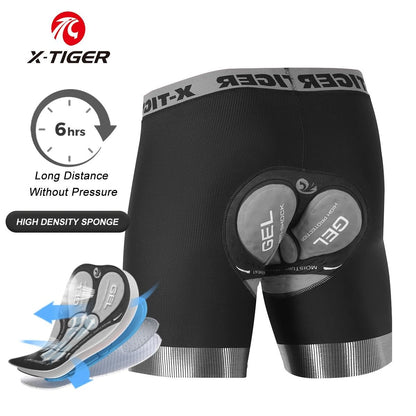 X TIGER Mens Cycling Underwear Shorts 5D Padded Sports Riding Bike Bicycle MTB Liner Shorts with Anti Slip Leg Grips