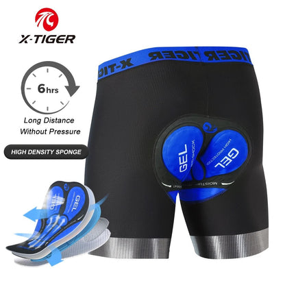 X TIGER Mens Cycling Underwear Shorts 5D Padded Sports Riding Bike Bicycle MTB Liner Shorts with Anti Slip Leg Grips