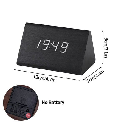 Minimalist Wooden LED Alarm Clock – Sound-Activated Display with Temperature for Bedroom or Office Decor