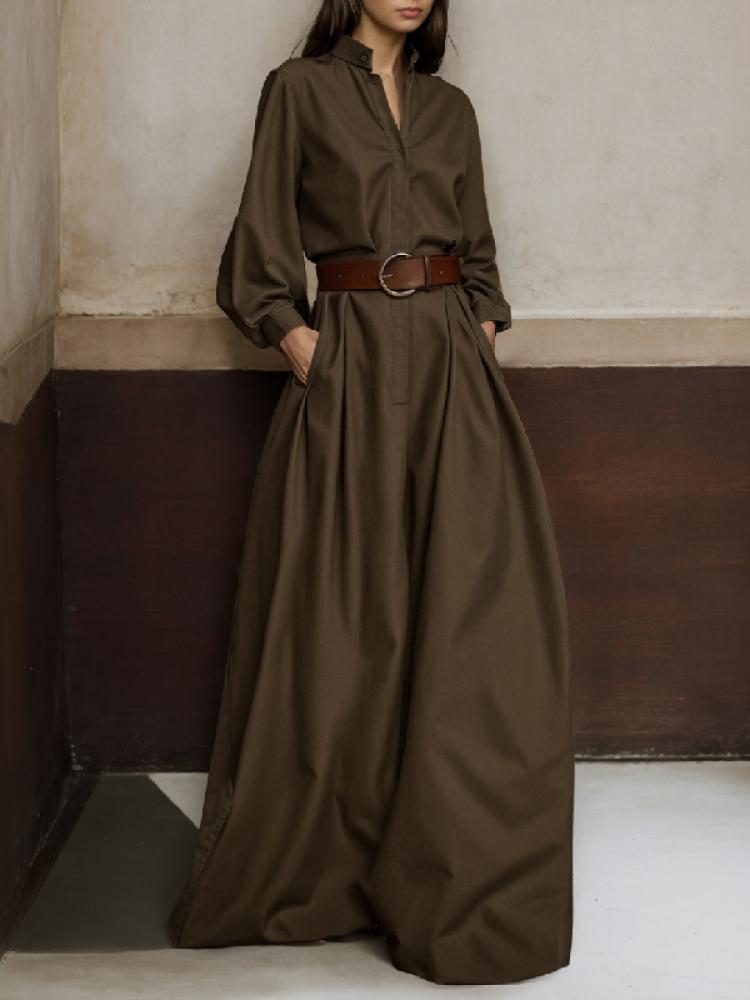 Onecozyday Stylish Solid Color Coverall for Urban Women, Stand Collar, High Waist, Loose Fit One-Piece Suit