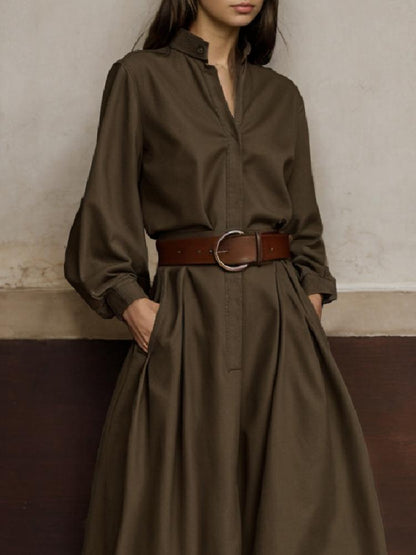 Onecozyday Stylish Solid Color Coverall for Urban Women, Stand Collar, High Waist, Loose Fit One-Piece Suit