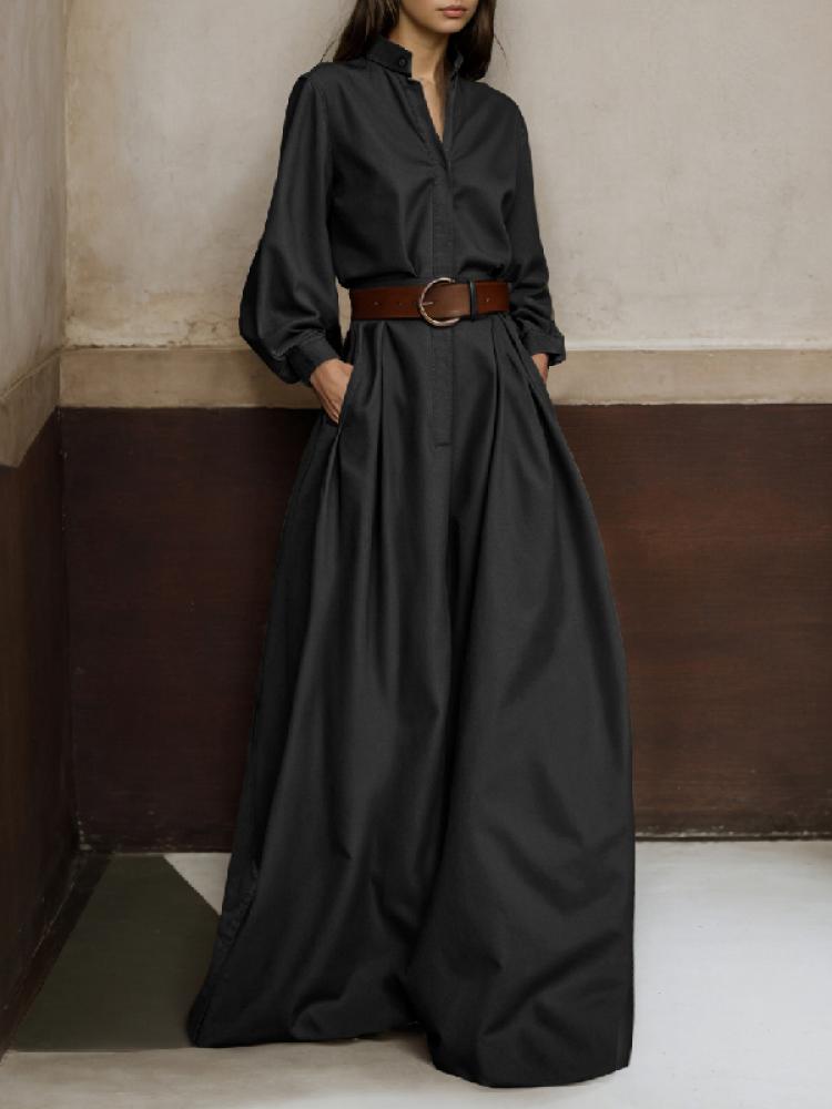 Onecozyday Stylish Solid Color Coverall for Urban Women, Stand Collar, High Waist, Loose Fit One-Piece Suit