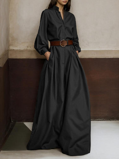 Onecozyday Stylish Solid Color Coverall for Urban Women, Stand Collar, High Waist, Loose Fit One-Piece Suit