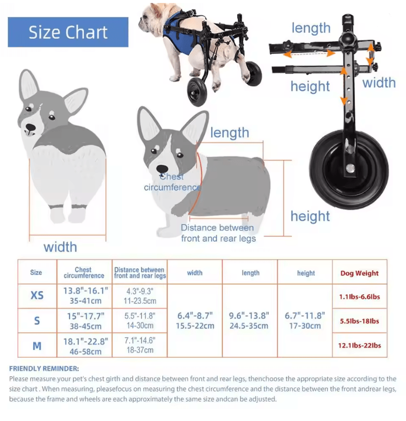 Adjustable Dog Wheelchair for Back Legs and Pet Mobility Aid