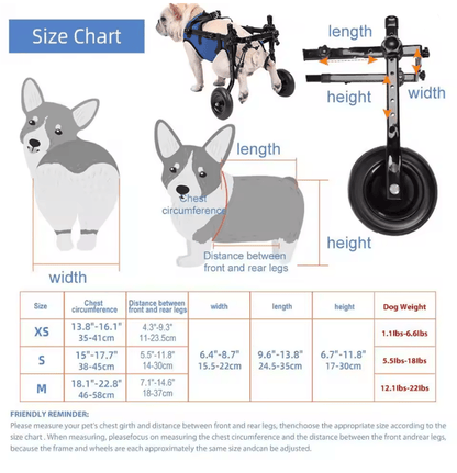 Adjustable Dog Wheelchair for Back Legs and Pet Mobility Aid