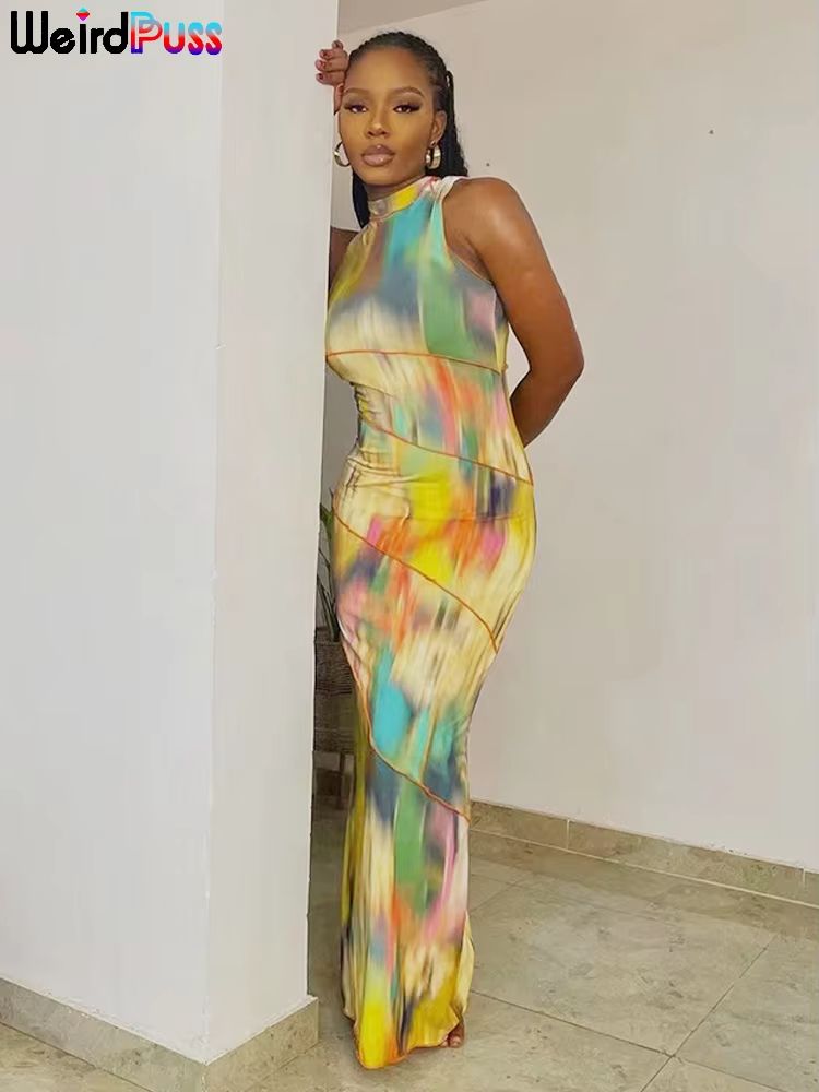Colorblock Bodycon Patchwork Dress – Sleeveless Summer Clubwear for Women