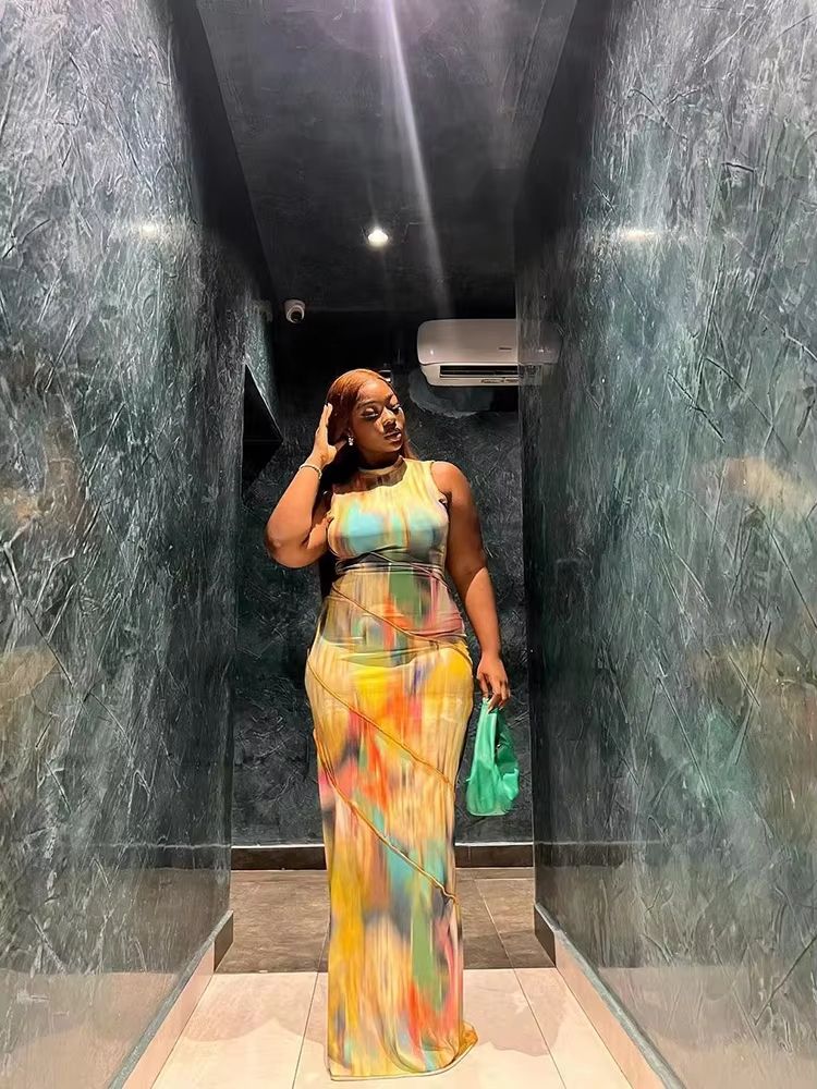 Colorblock Bodycon Patchwork Dress – Sleeveless Summer Clubwear for Women