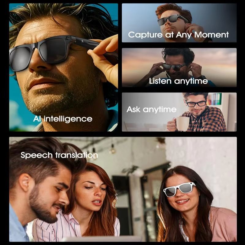AI Smart Glasses with Camera, Bluetooth Call, Video Music Player for Men and Women