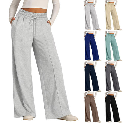 Womens Summer Casual Jumpsuit Tie Waist Loose Wide Leg Stretchy Pants