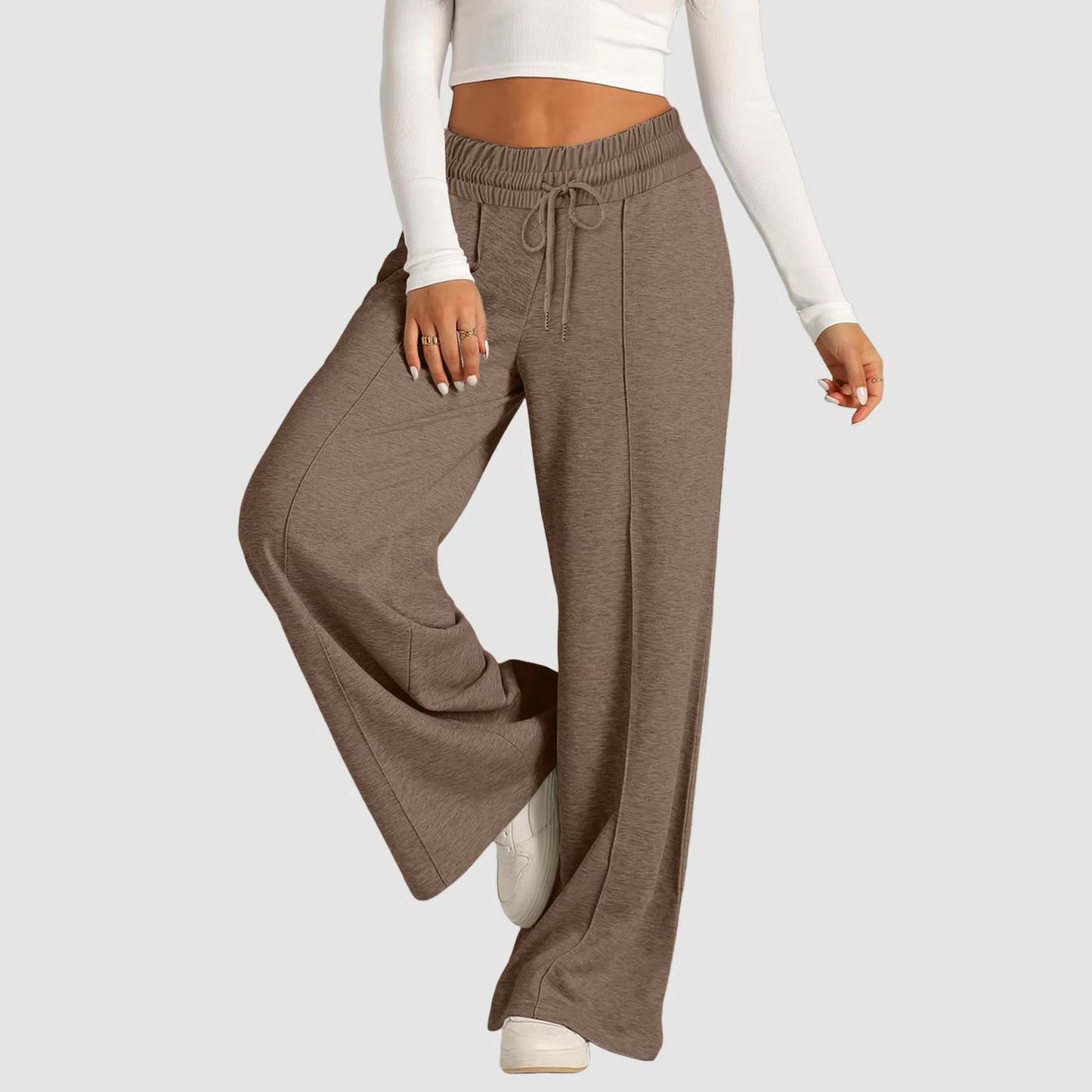 Womens Summer Casual Jumpsuit Tie Waist Loose Wide Leg Stretchy Pants