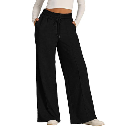 Womens Summer Casual Jumpsuit Tie Waist Loose Wide Leg Stretchy Pants