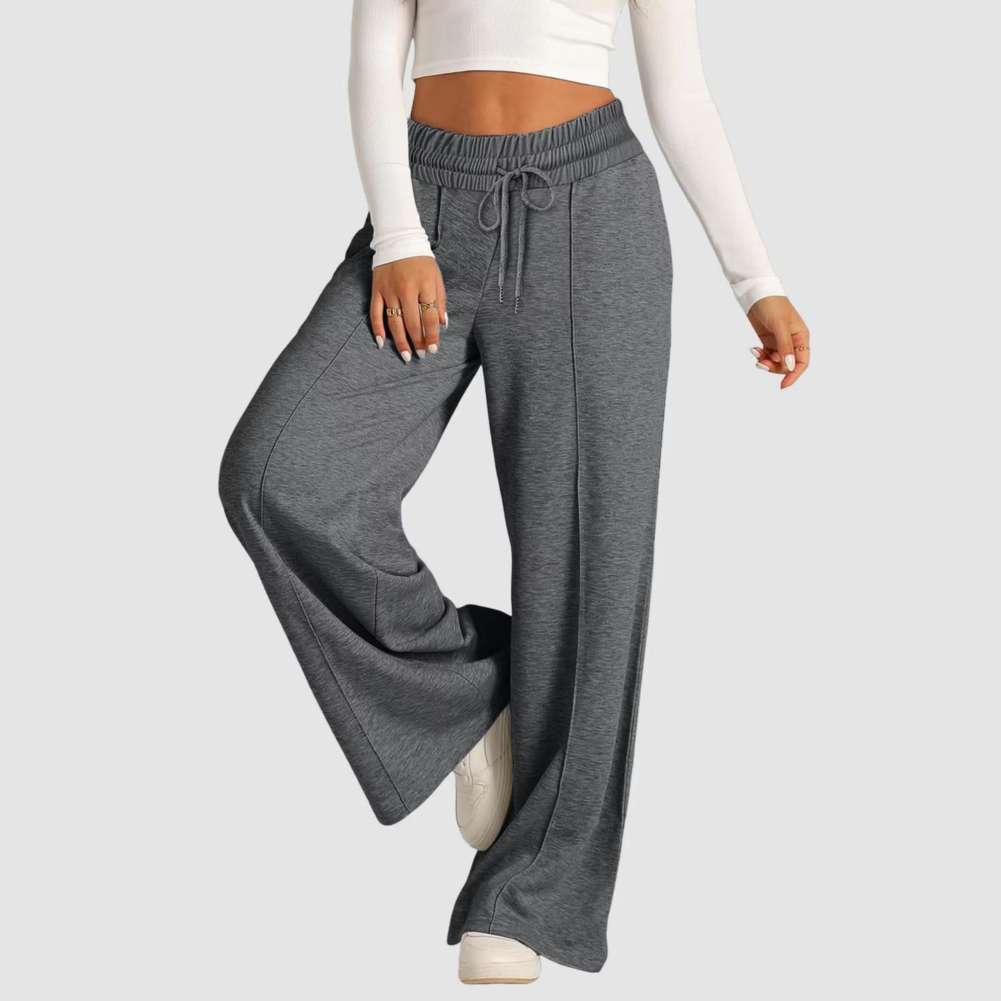 Womens Summer Casual Jumpsuit Tie Waist Loose Wide Leg Stretchy Pants