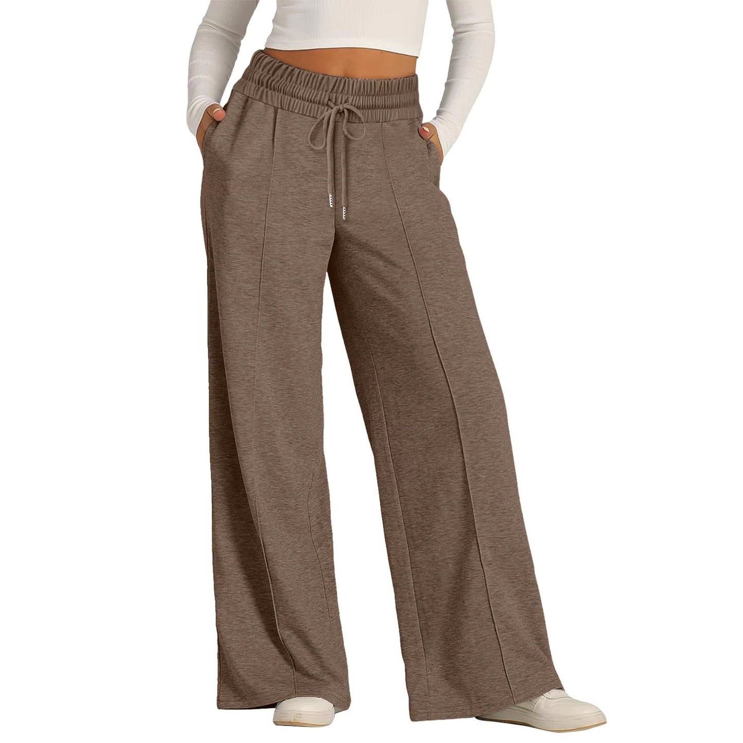 Womens Summer Casual Jumpsuit Tie Waist Loose Wide Leg Stretchy Pants