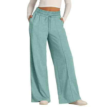 Womens Summer Casual Jumpsuit Tie Waist Loose Wide Leg Stretchy Pants