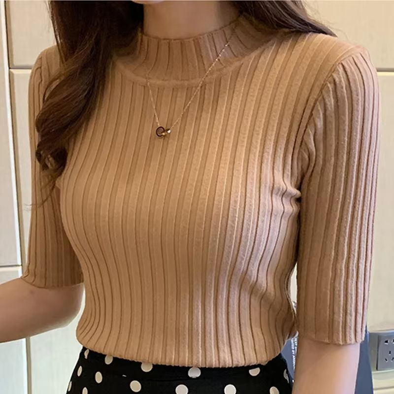 Womens Summer Knit Blouse Short Sleeve Pullover Lightweight Casual Top