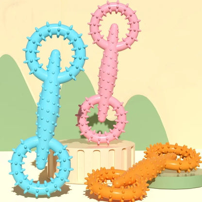 Dog Pull Ring Puppy Chew Toy, Durable Bite-Resistant Rubber Chew Toy for Teeth Cleaning & Training