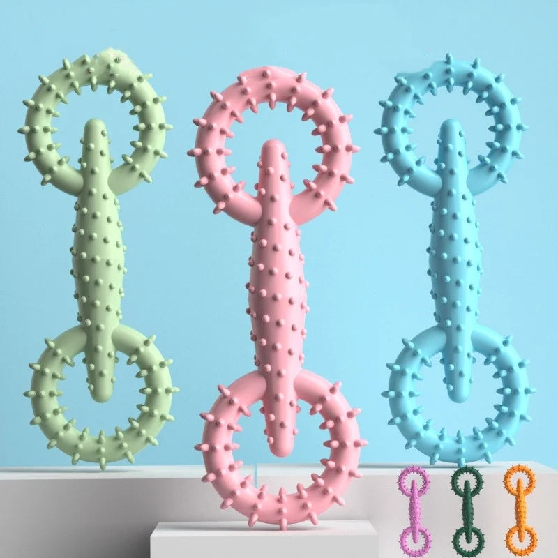 Dog Pull Ring Puppy Chew Toy, Durable Bite-Resistant Rubber Chew Toy for Teeth Cleaning & Training