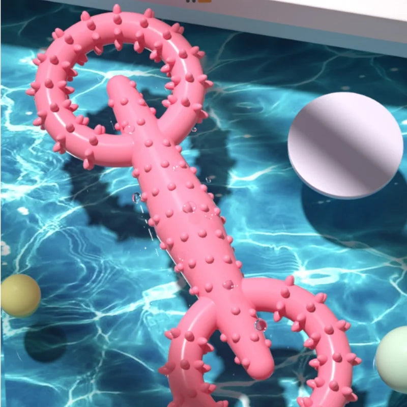 Dog Pull Ring Puppy Chew Toy, Durable Bite-Resistant Rubber Chew Toy for Teeth Cleaning & Training
