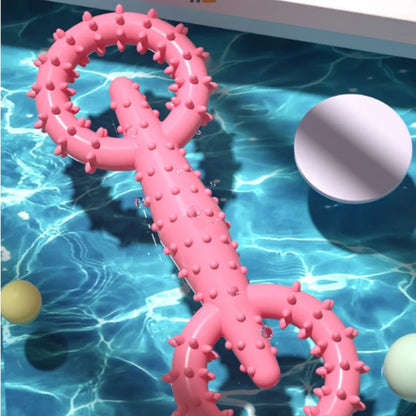 Dog Pull Ring Puppy Chew Toy, Durable Bite-Resistant Rubber Chew Toy for Teeth Cleaning & Training