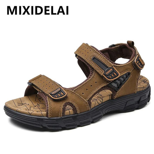 Mens Genuine Leather Summer Sandals for Outdoor Comfort