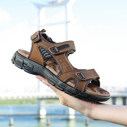 Mens Genuine Leather Summer Sandals for Outdoor Comfort