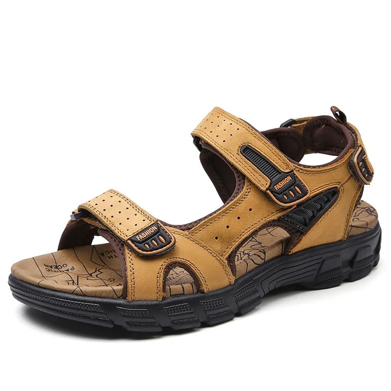 Mens Genuine Leather Summer Sandals for Outdoor Comfort