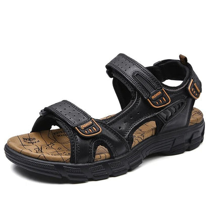 Mens Genuine Leather Summer Sandals for Outdoor Comfort
