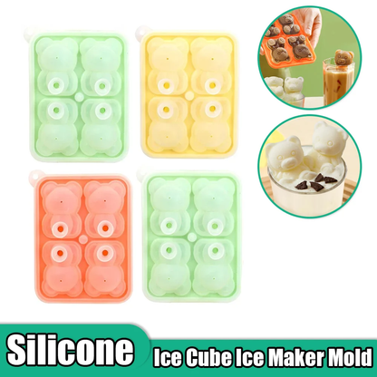Bear-Shaped Silicone Ice Cube Mold, BPA-Free Freezer Ice Trays for Smoothies, Baby Food & Drinks