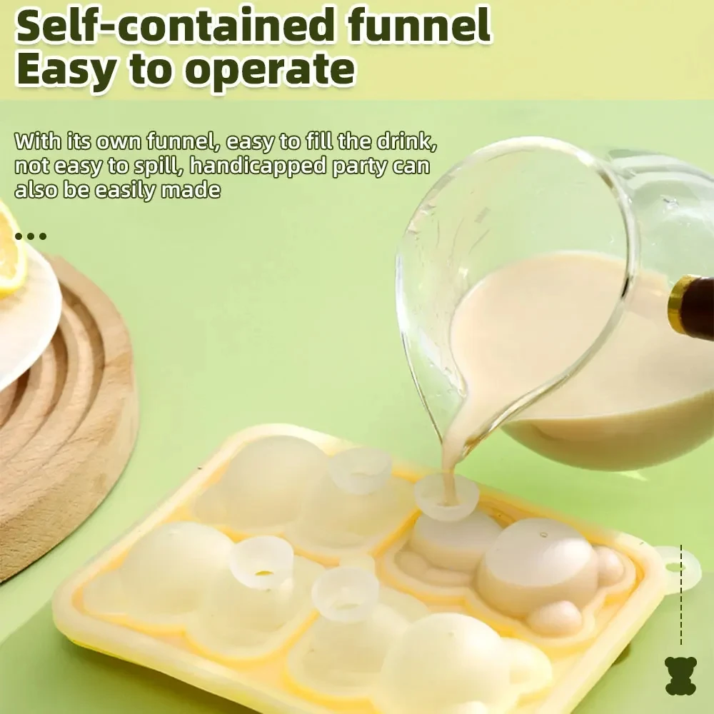 Bear-Shaped Silicone Ice Cube Mold, BPA-Free Freezer Ice Trays for Smoothies, Baby Food & Drinks
