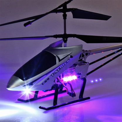 Large Remote Control Helicopter with LED Lights and Alloy Frame for Outdoor Use
