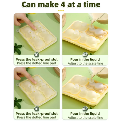 Bear-Shaped Silicone Ice Cube Mold, BPA-Free Freezer Ice Trays for Smoothies, Baby Food & Drinks