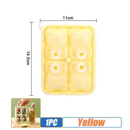 Bear-Shaped Silicone Ice Cube Mold, BPA-Free Freezer Ice Trays for Smoothies, Baby Food & Drinks