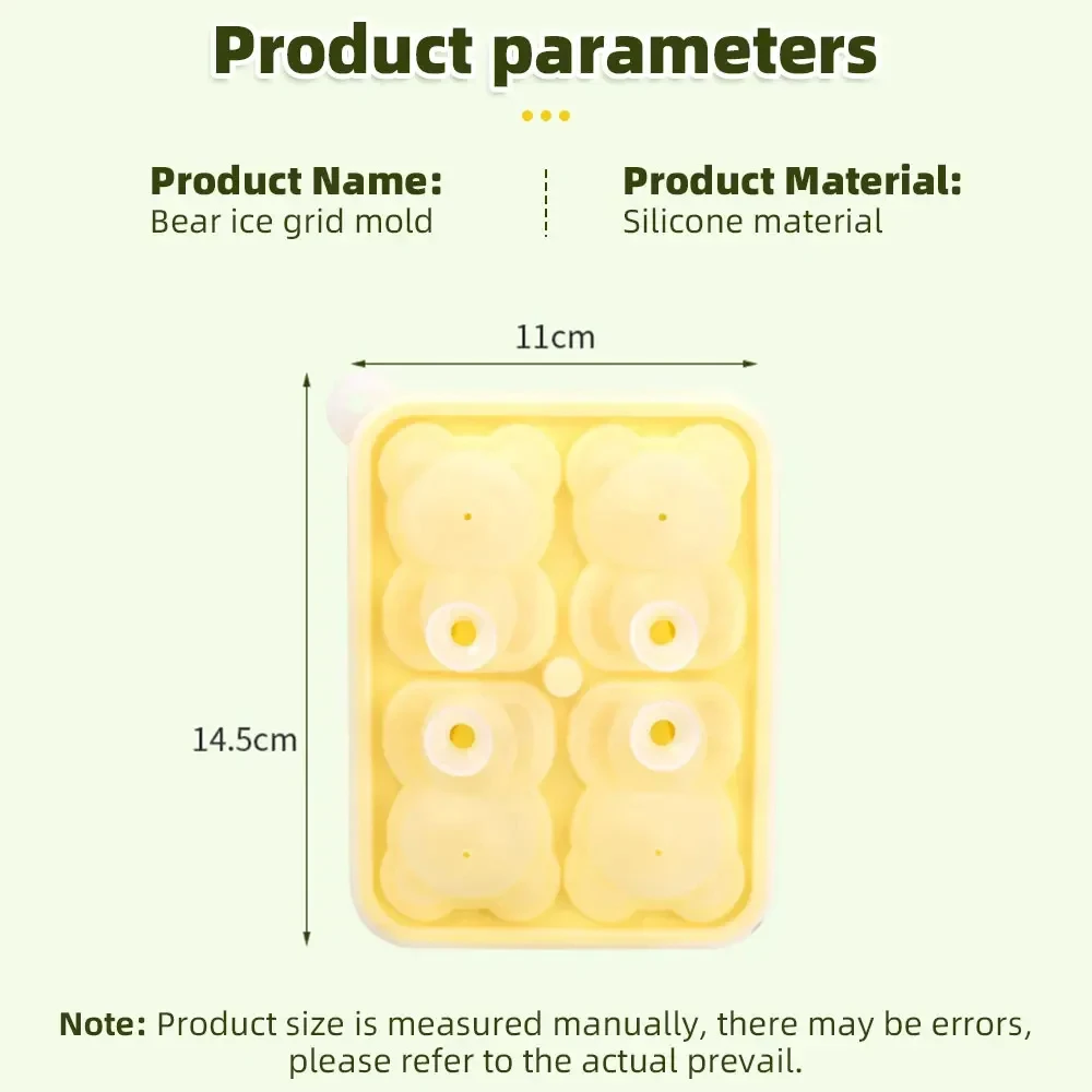 Bear-Shaped Silicone Ice Cube Mold, BPA-Free Freezer Ice Trays for Smoothies, Baby Food & Drinks