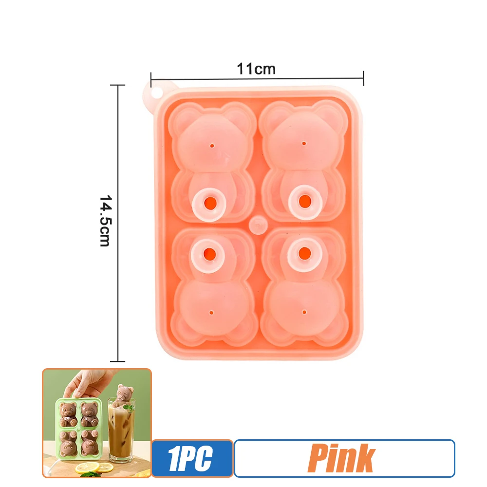 Bear-Shaped Silicone Ice Cube Mold, BPA-Free Freezer Ice Trays for Smoothies, Baby Food & Drinks