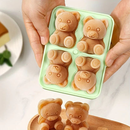 Bear-Shaped Silicone Ice Cube Mold, BPA-Free Freezer Ice Trays for Smoothies, Baby Food & Drinks